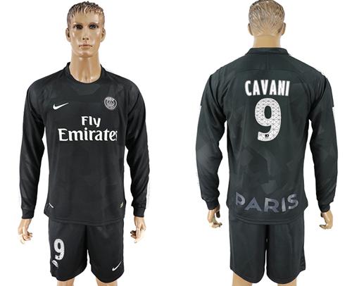 Paris Saint-Germain #9 Cavani Sec Away Long Sleeves Soccer Club Jersey - Click Image to Close